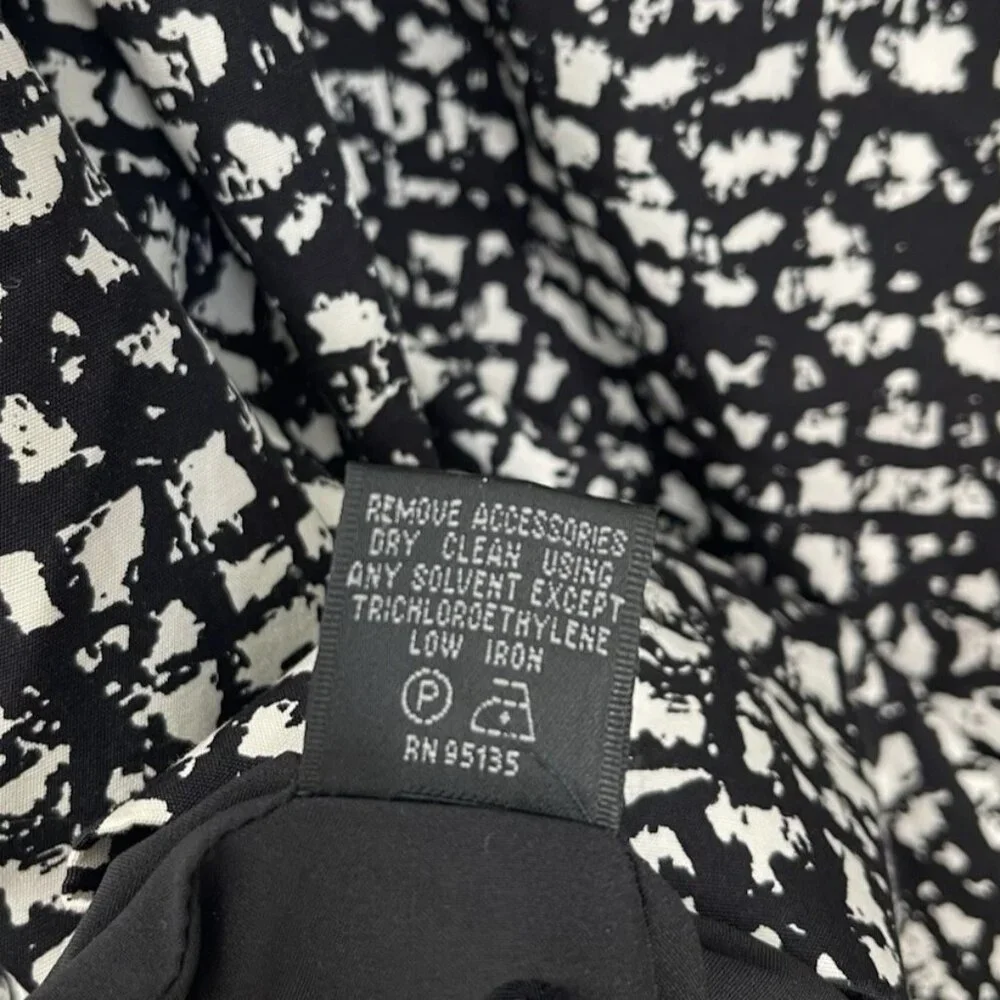 Lafayette 148 Black White Print 3/4 Sleeve Belted Jacket - Picture 7 of 8